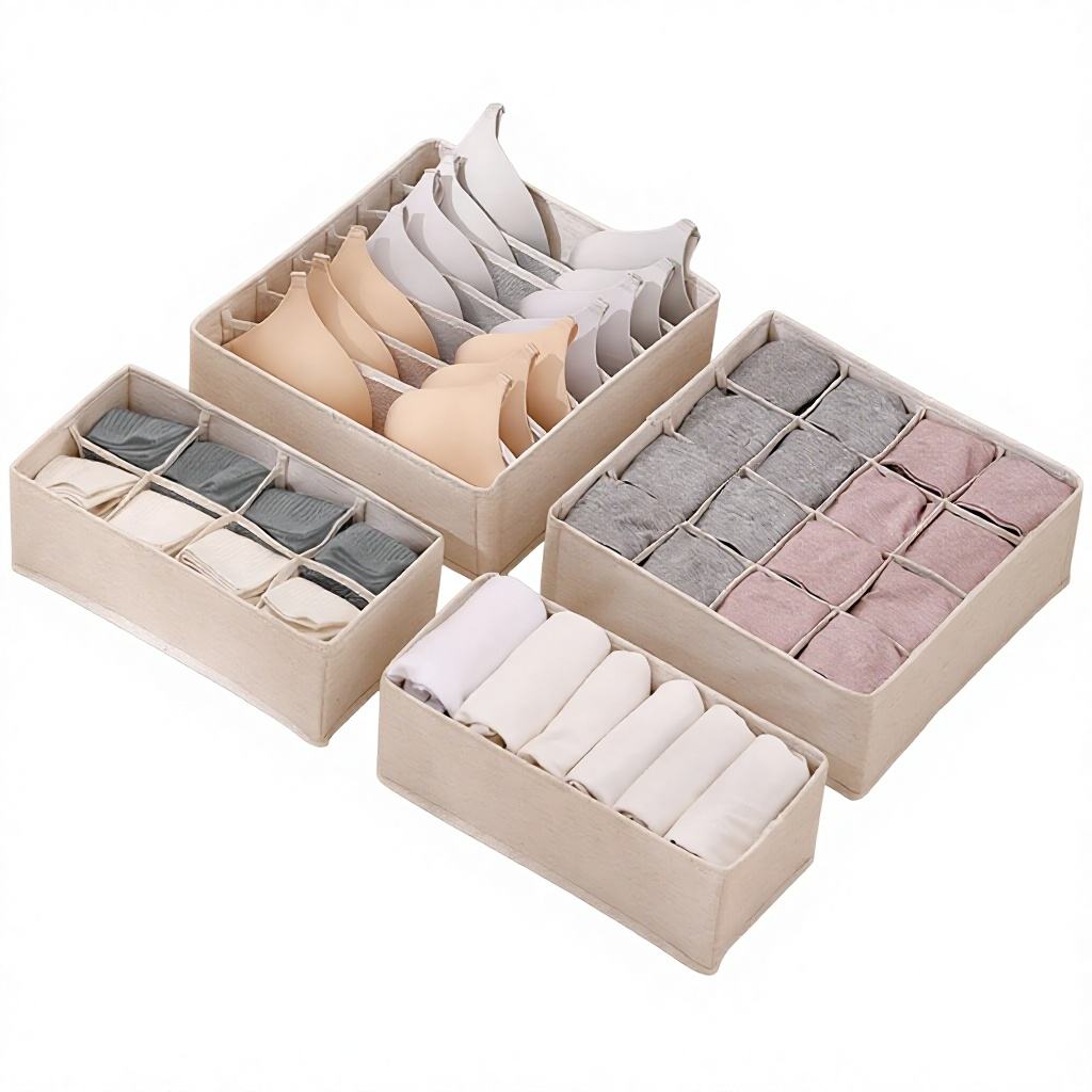Anqin Linen Drawer Organizer Box