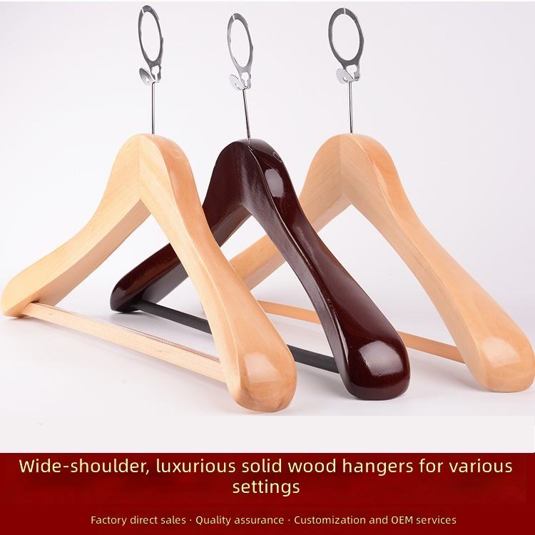 Thick solid wood hotel clothes hanger - Image 2