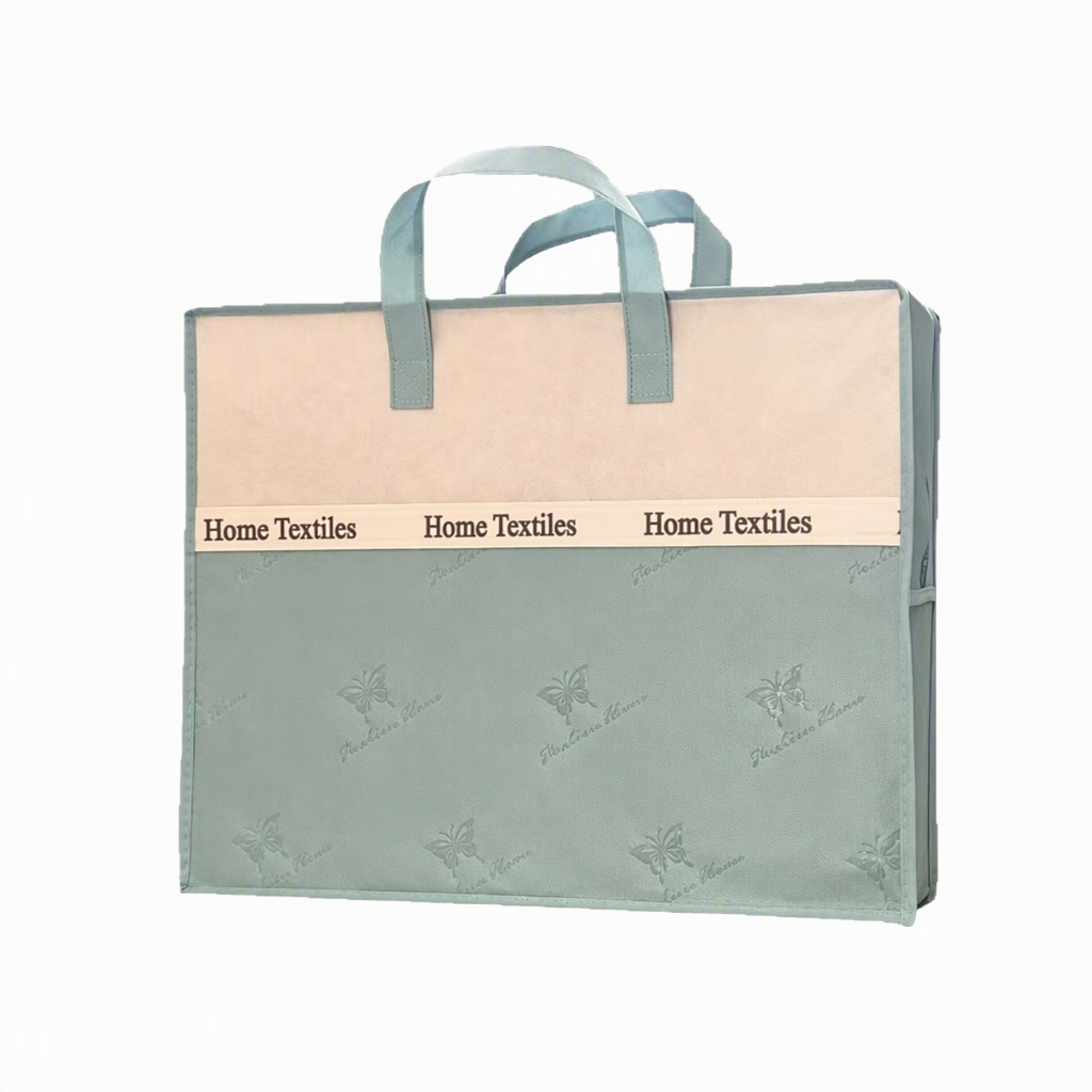 Winter bedding non-woven bag 3D embossed zipper