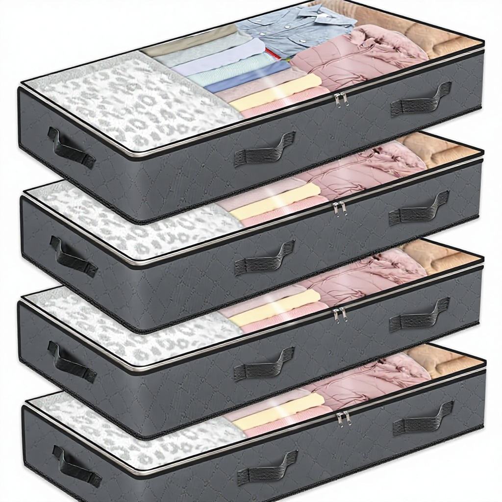 Foldable plastic storage container under the bed