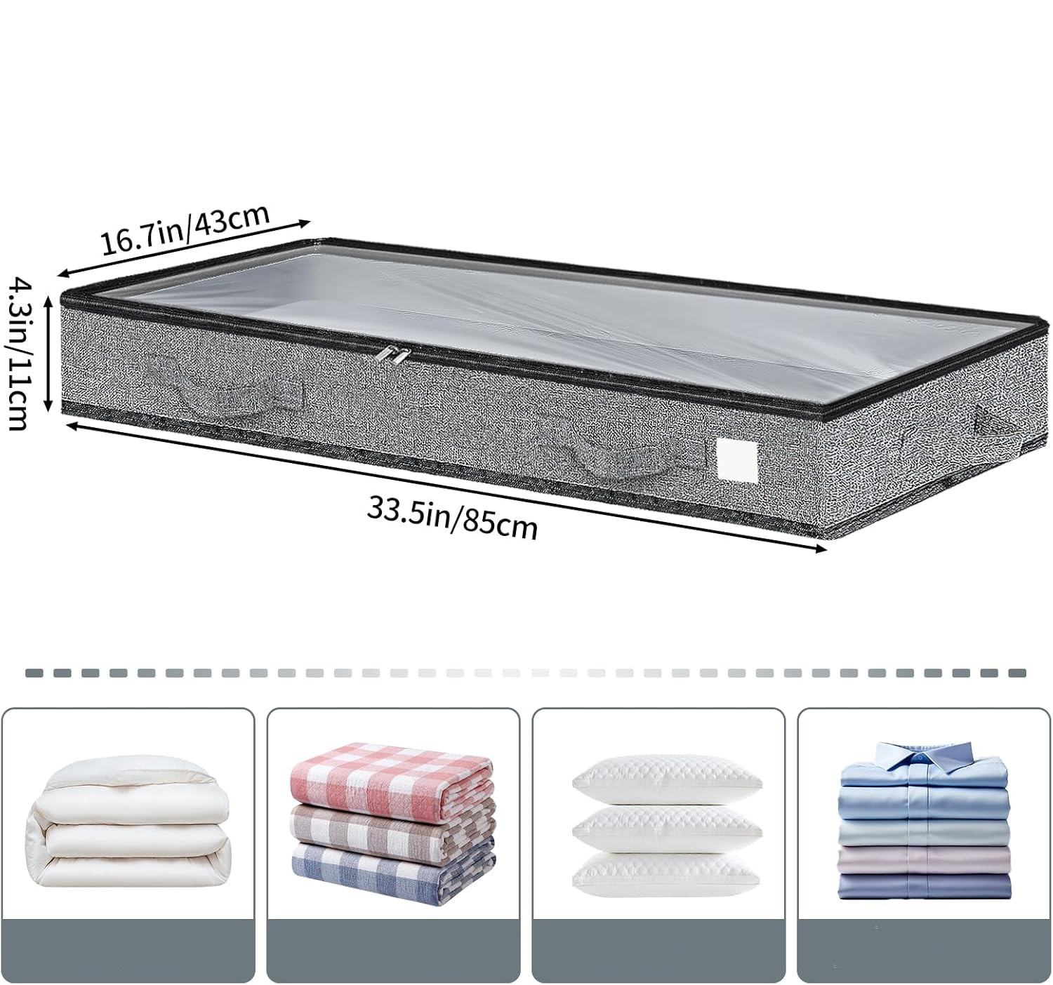 4.5 inch low profile storage container with sturdy bottom sidewall for clothes