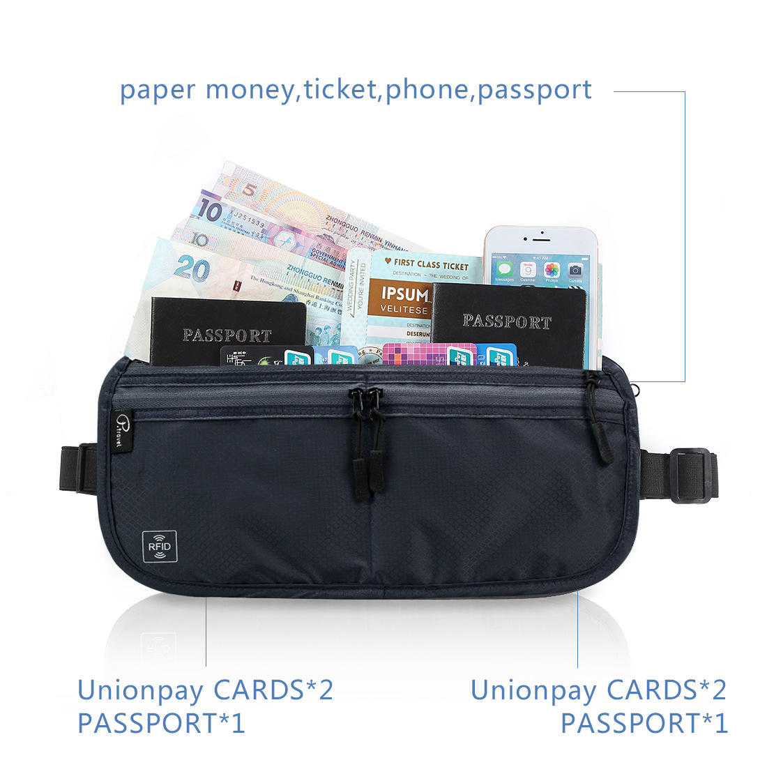 Multi functional foldable nylon waist bag - Image 2