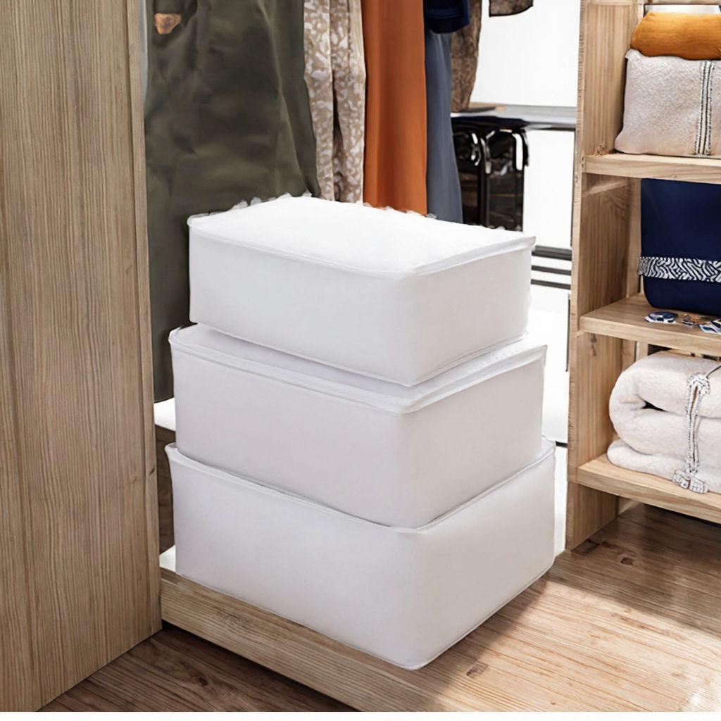 Solid color plastic clothing storage bag - Image 3