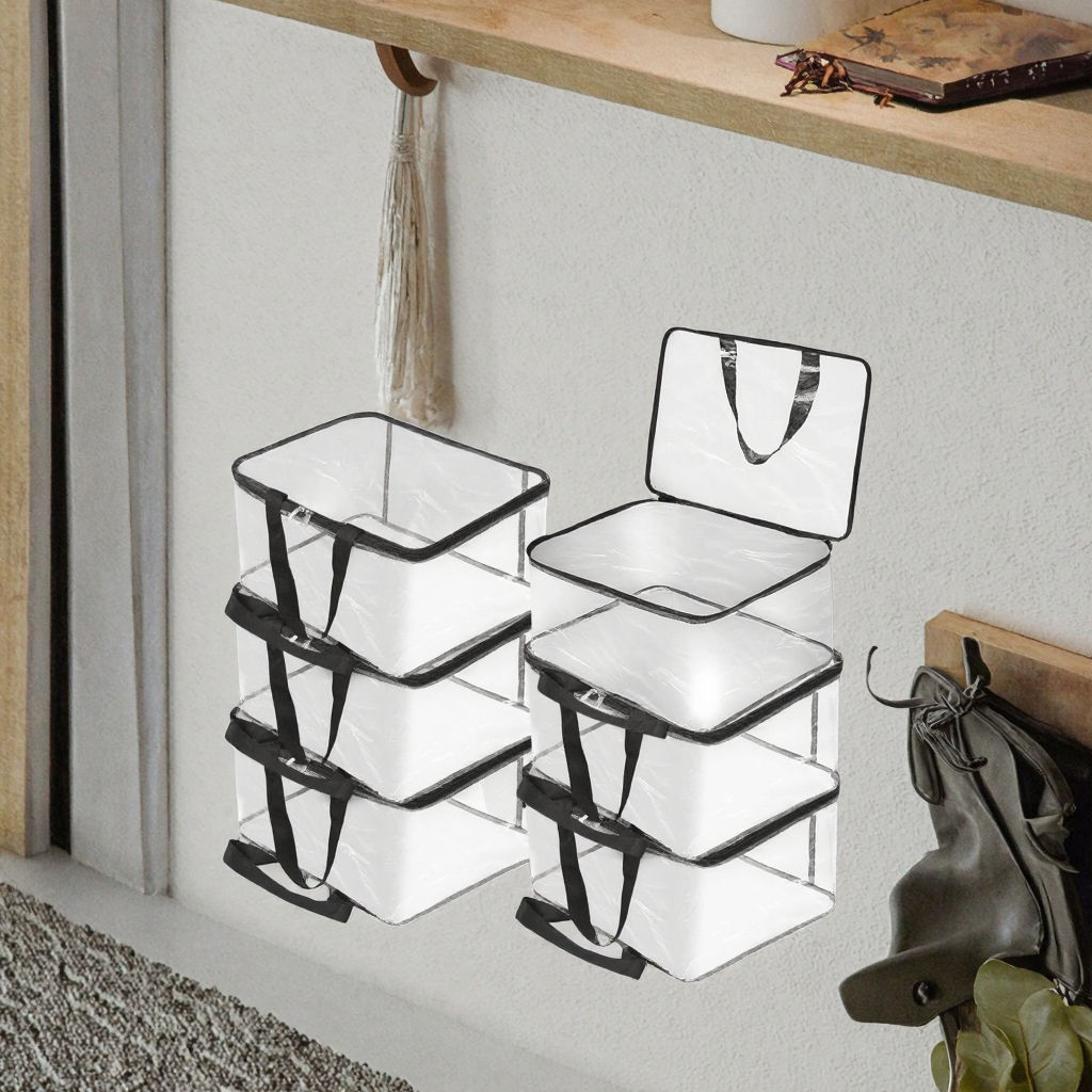 LAXIS Pack 6 Transparent Foldable Lightweight Storage Bag - Image 3