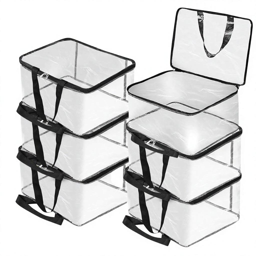 LAXIS Pack 6 Transparent Foldable Lightweight Storage Bag - Image 4