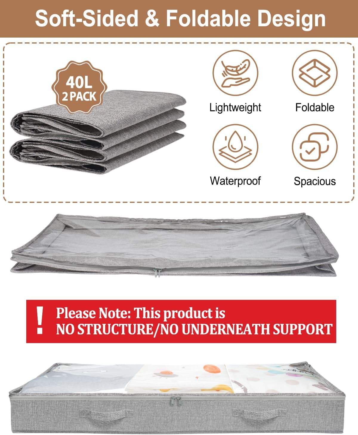 Mepure Modern Underbed Storage Bag 10cm Shallow Type - Image 2