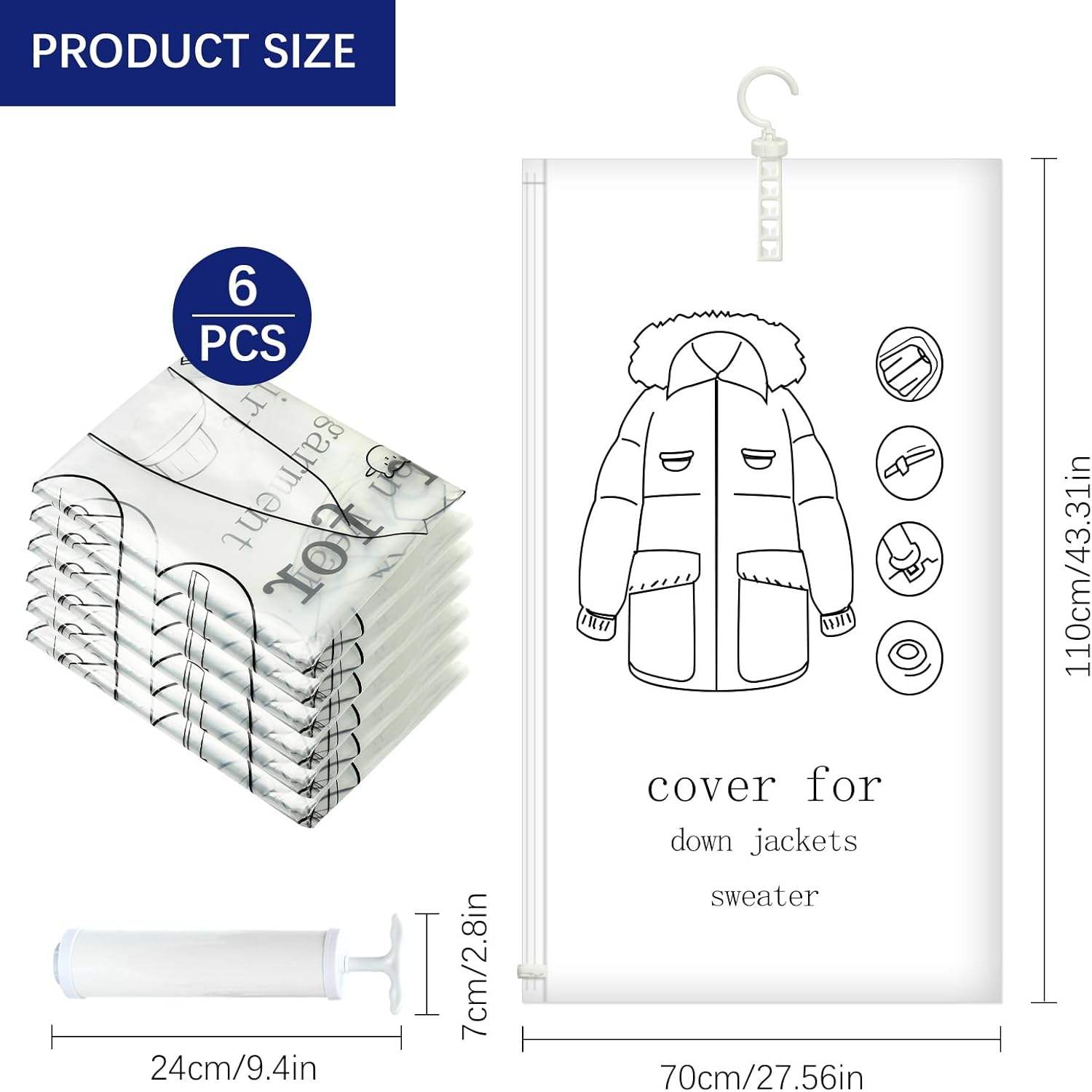 Gucass 6-piece hanging clothing storage bag - Image 3