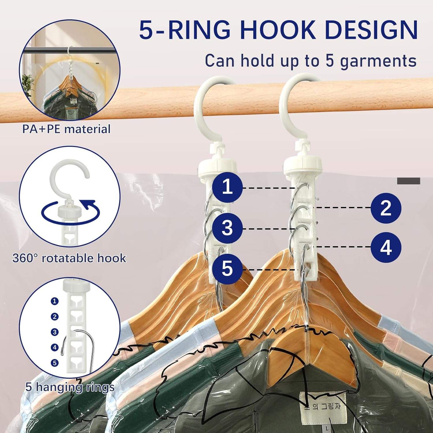 Gucass 6-piece hanging clothing storage bag - Image 2