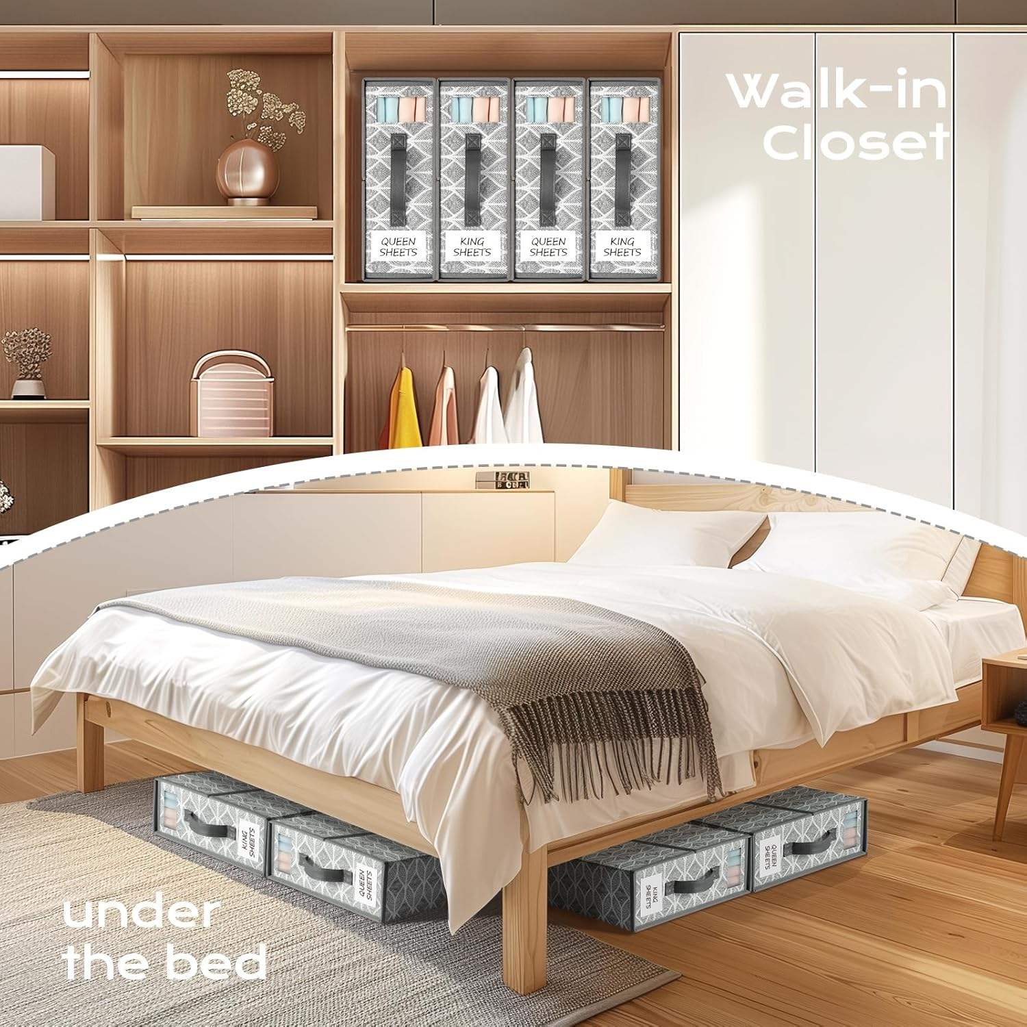 LAMU Modern Style 4-piece Folding Bed Sheet Storage Box - Image 4
