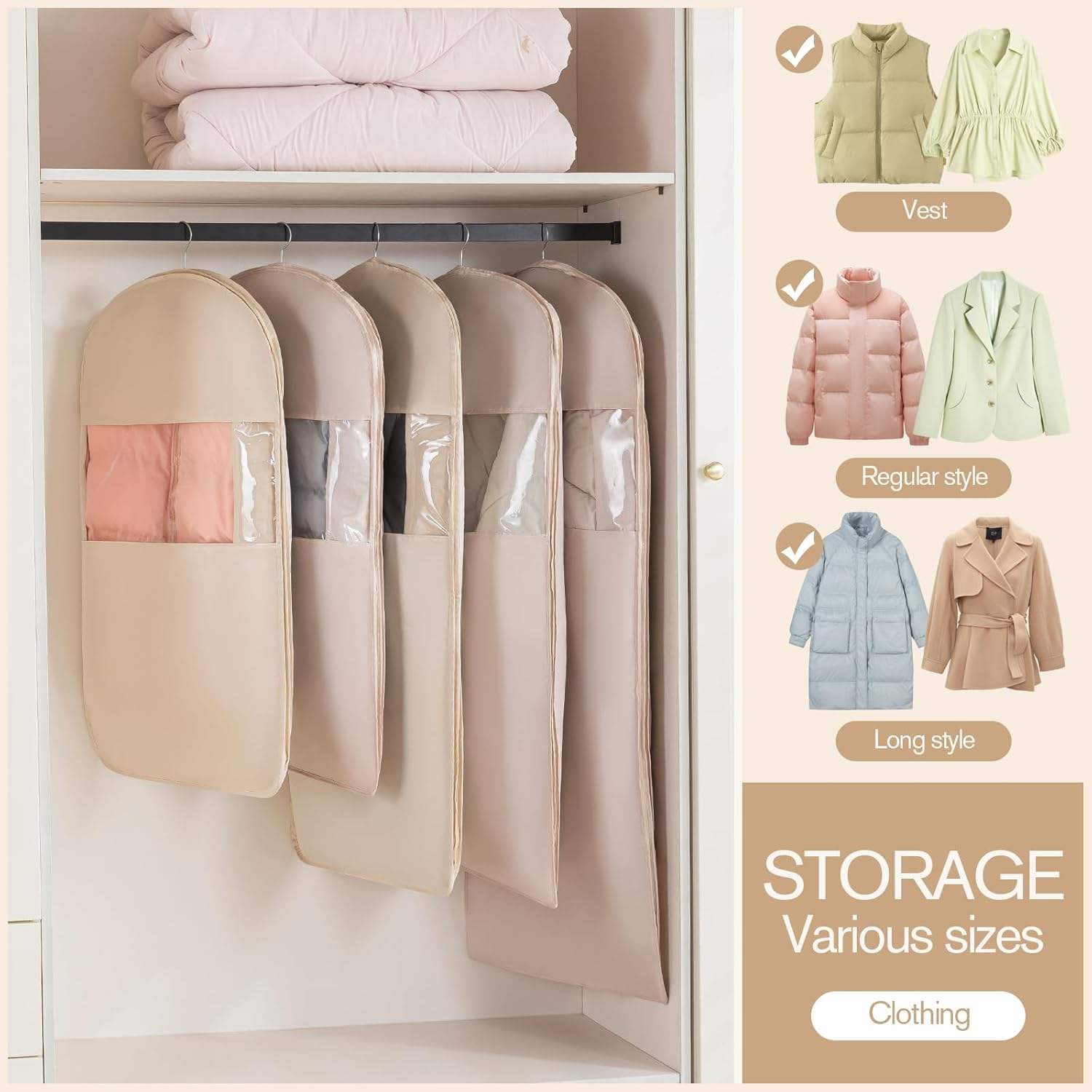 2-piece breathable PEVA zipper hanging pocket - Image 5