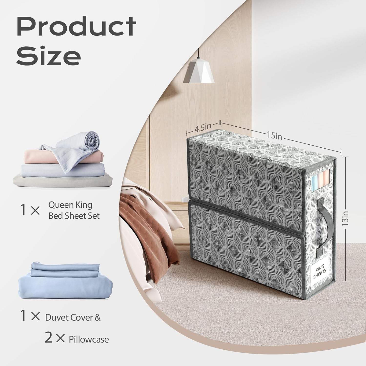 LAMU Modern Style 4-piece Folding Bed Sheet Storage Box - Image 5