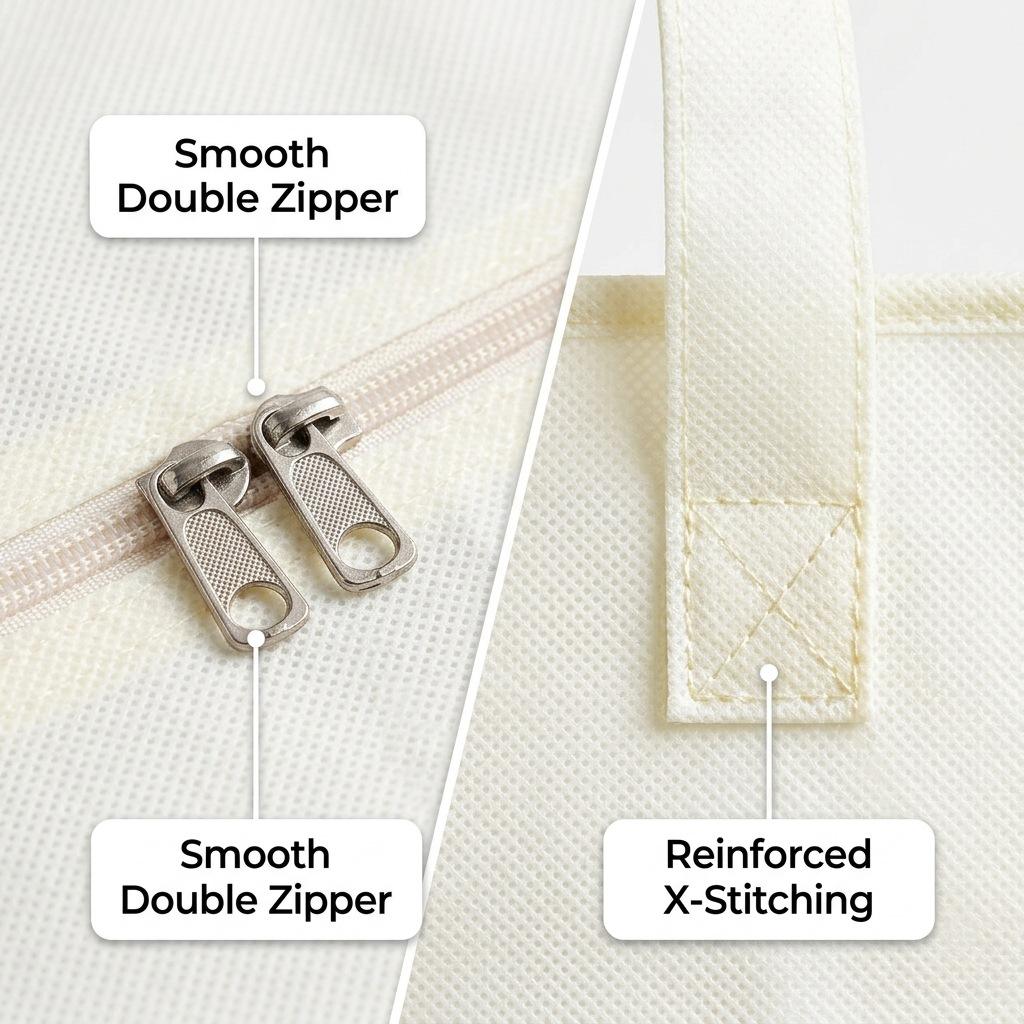 Foldable quilt cover with double zippers (40x22x38) - Image 4