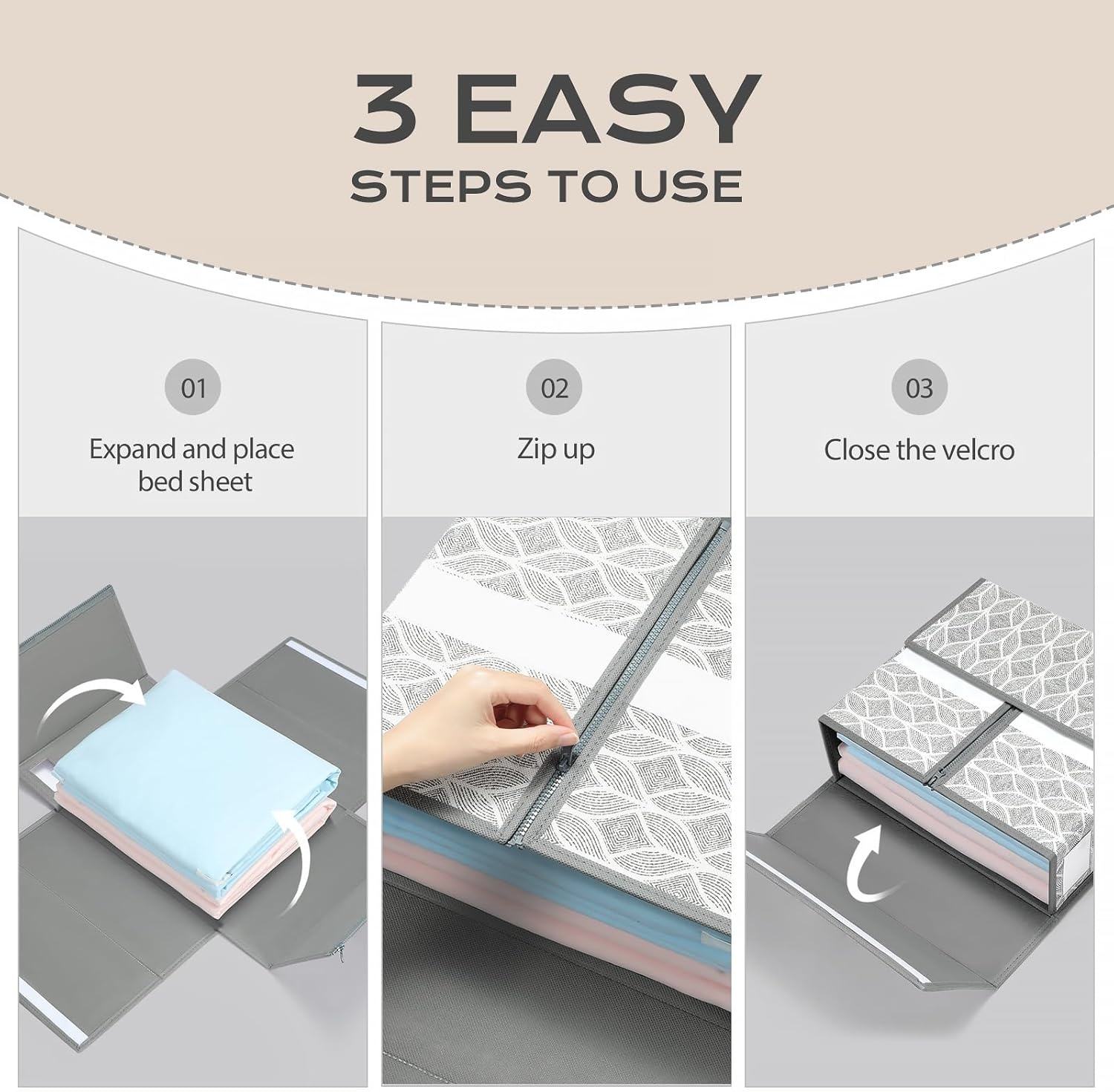 LAMU Modern Style 4-piece Folding Bed Sheet Storage Box - Image 6