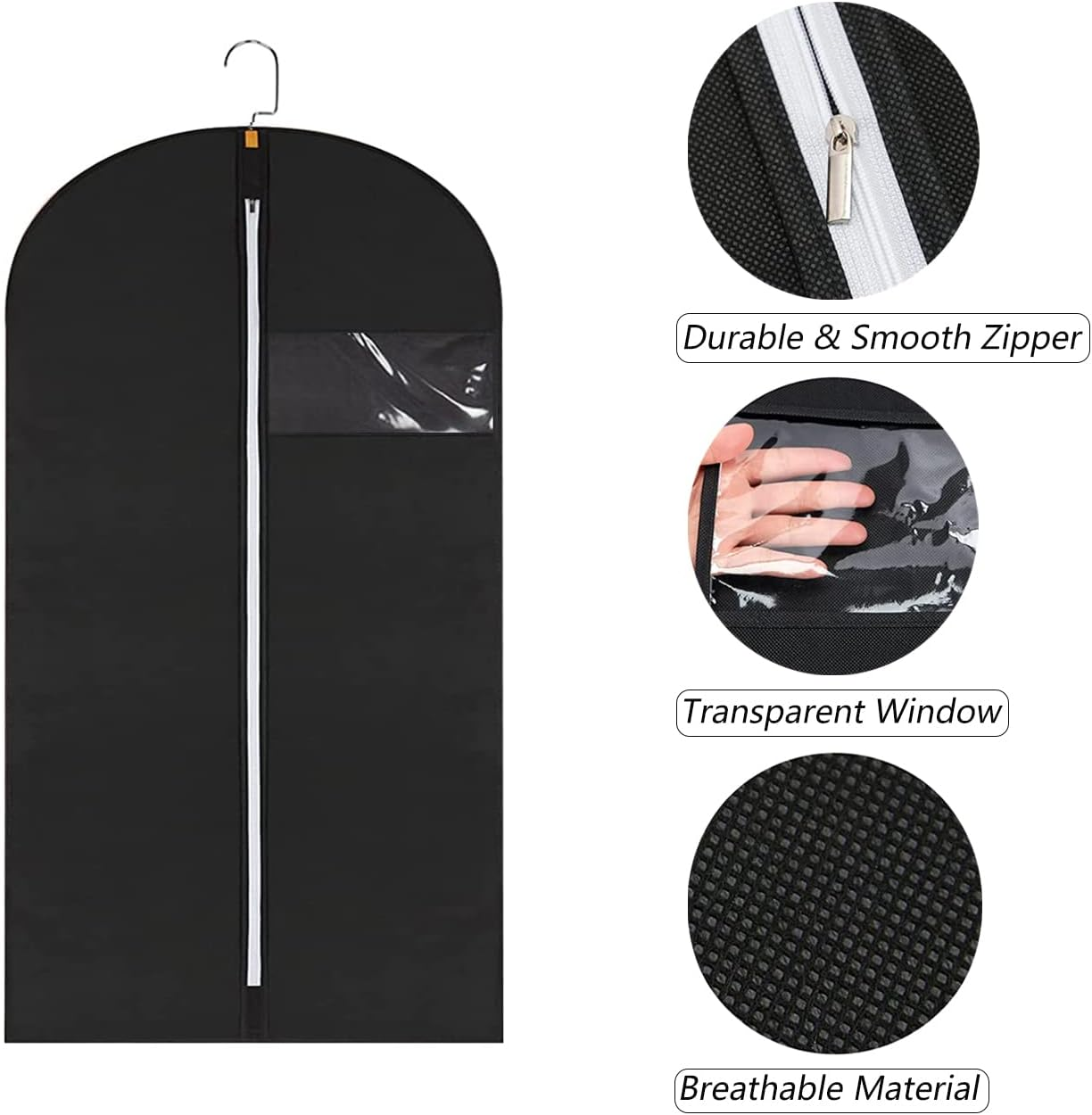 Black non-woven portable clothing bag - Image 4
