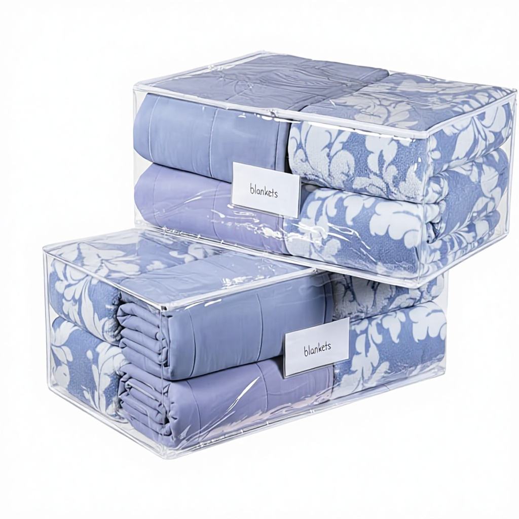 Masirs Durable Transparent Blanket Storage Bag (2-piece Set)