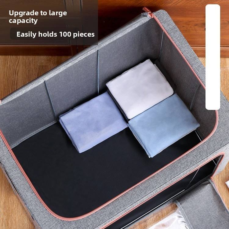 Cotton and linen fabric foldable steel frame clothing storage box - Image 3
