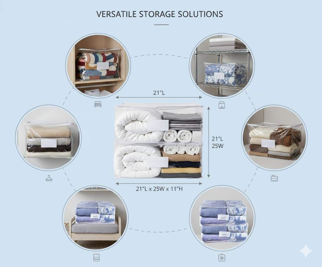 Masirs Durable Transparent Blanket Storage Bag (2-piece Set) - Image 4