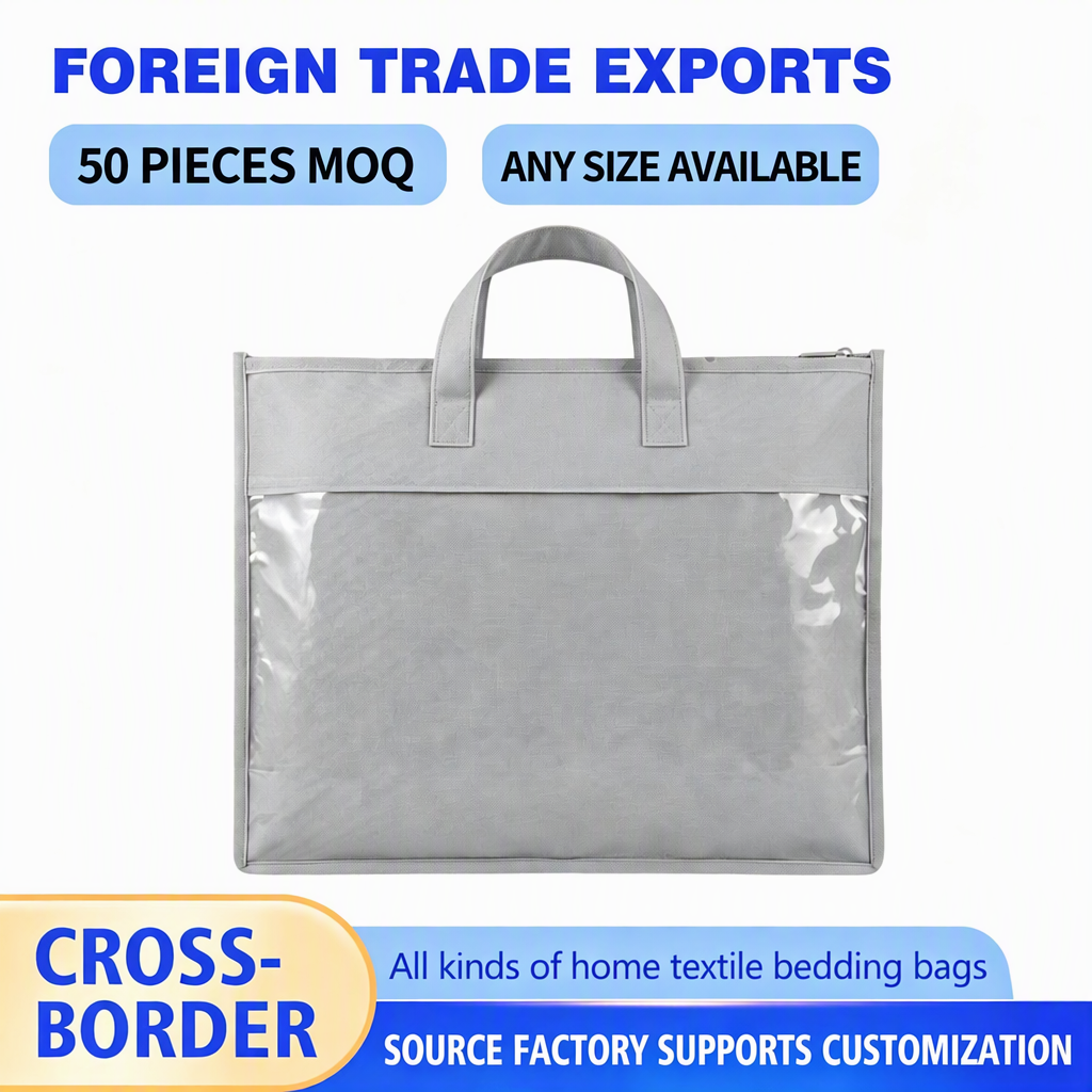 Non woven fabric+transparent PVC zipper tote bag - Image 2