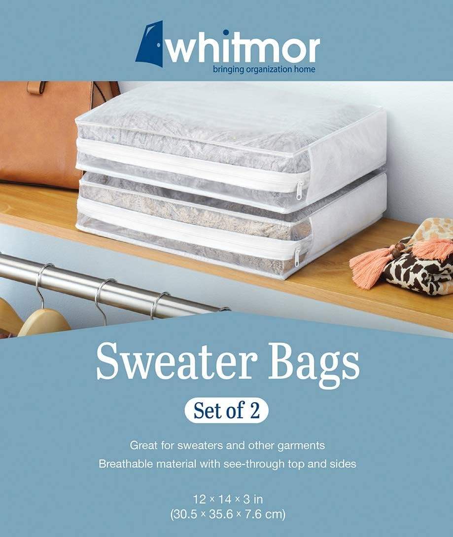 WHITMOR Folding Rectangular White Sweater Bag 2-piece Set - Image 5