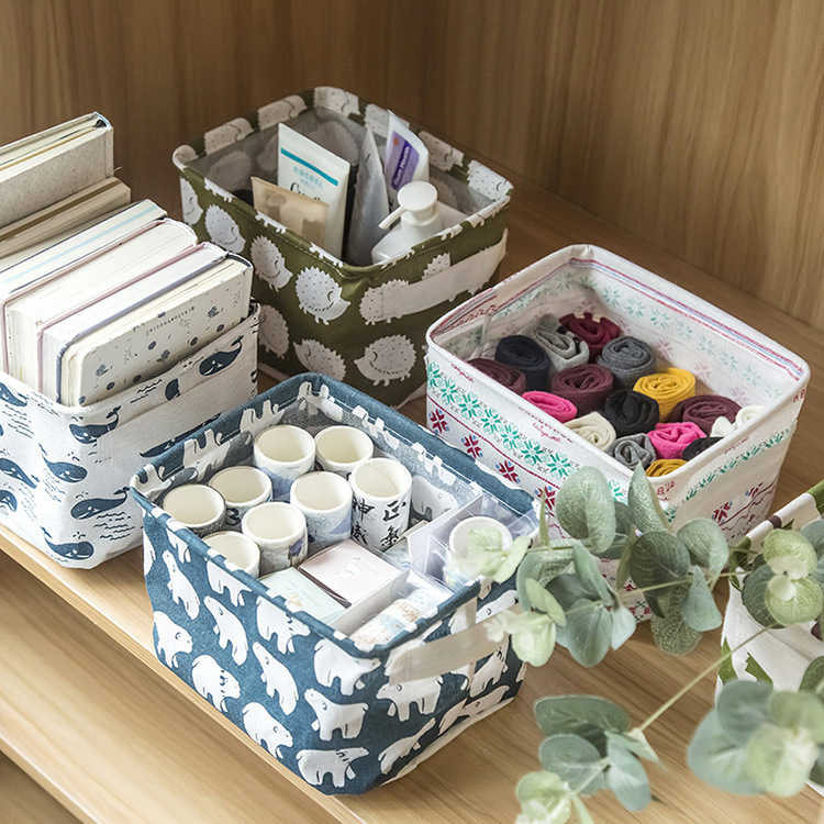Zakka Cotton and Hemp Desktop Storage Box - Image 2