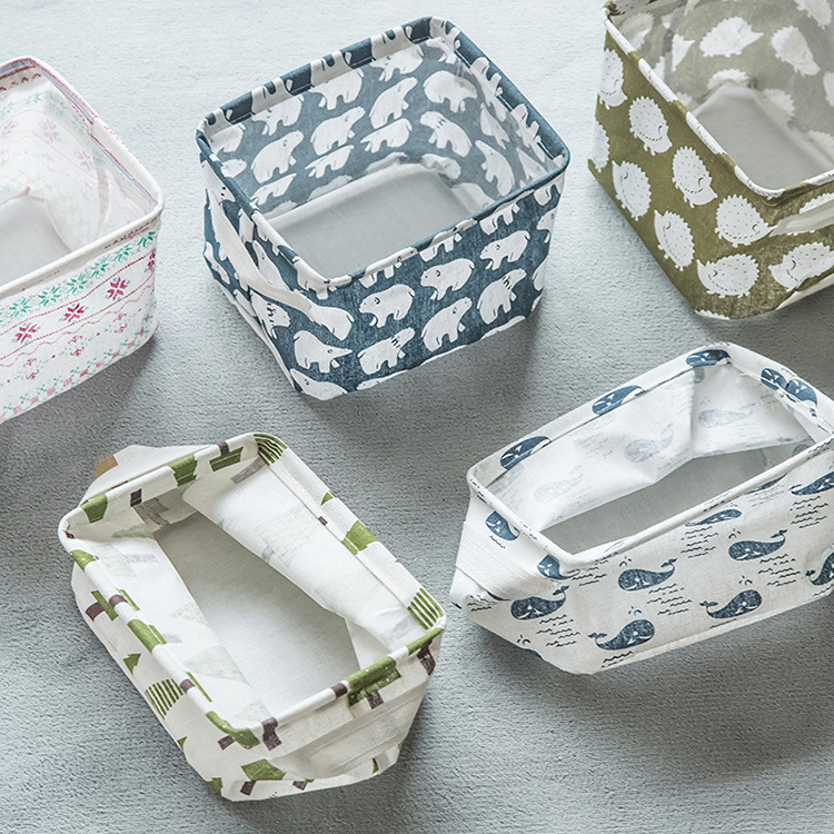 Zakka Cotton and Hemp Desktop Storage Box - Image 3