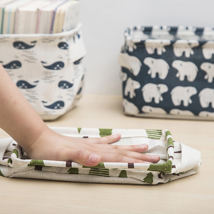 Zakka Cotton and Hemp Desktop Storage Box - Image 4